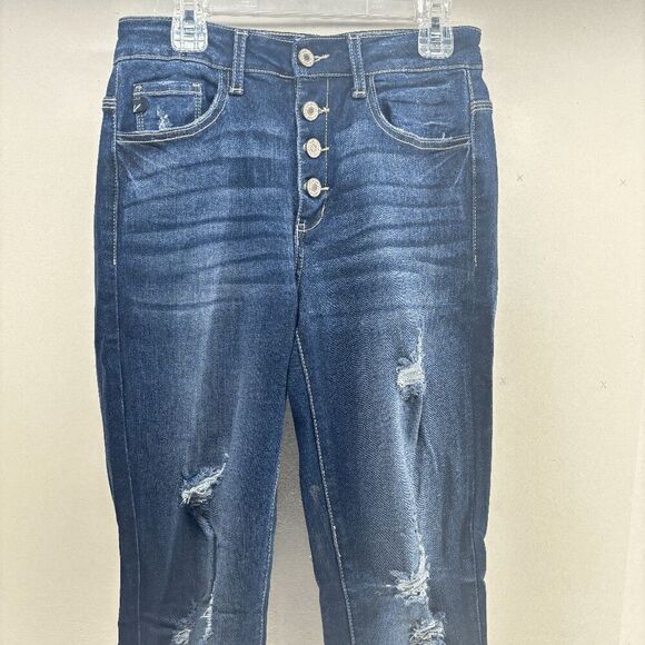 KANCAN Los Angeles Button Fly Skinny Jeans KC6192D Distressed Stretch Size W5/27 - Picture 2 of 9